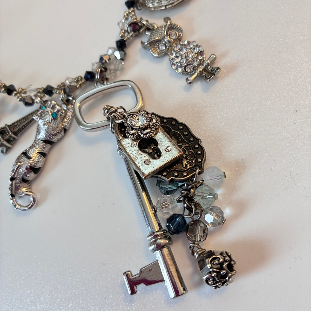 Artisan Statement Crystal & Charm Necklace With O… - image 3